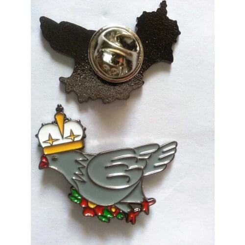 Customized lovely bird pins with black nickel plating+butterfly clutch