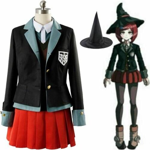 Danganronpa 3 Yumeno Himiko Magician Cosplay Costume Women Girl School Uniform Halloween Skirt Jacket Shirt Vest Hat Outfit Set