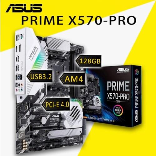 Socket AM4 Asus PRIME X570-PRO Motherboard PCI-E 4.0 128GB DDR4 Display Port RGB CrossFireX AMD RYZEN PC AMD X570 Placa-mãe New