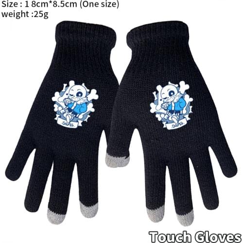 Undertale Sans Gloves Winter Warm Touch Screen Cartoon Boys Girls Capacitive Knitted Full Finger Cosplay Mittens Unisex Gift