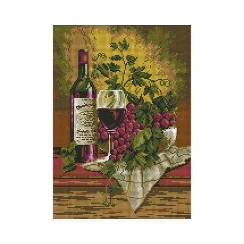 14/16/18/25/22 COLOR AIDA Lovely Hot Sell Counted Cross Stitch Kit Red Wine and Grape Grapes Beer Fruit Fruits Food