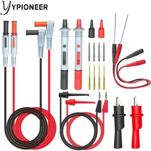 YPioneer P1308B+1046 Multimeter Test Leads Kit with Banana Plug/Test Hook Cable Puncture Probe Replaceable Needle Alligator Clip