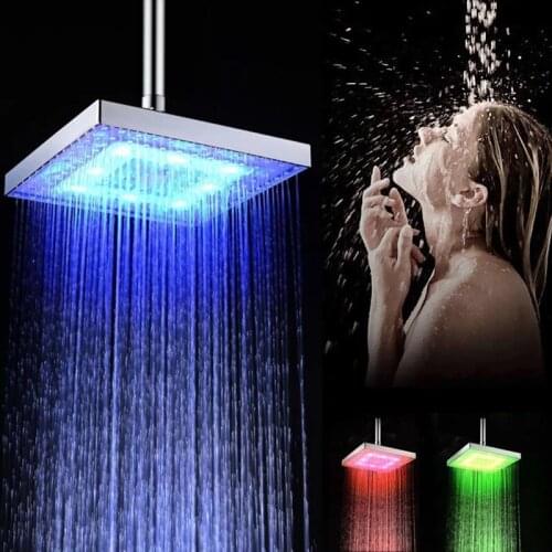 LED Square Rain nozzle Colorful Shower Head 7 Color Change Rainfall Shower-Head Top Shampoo Spray Faucet Household top spray spa