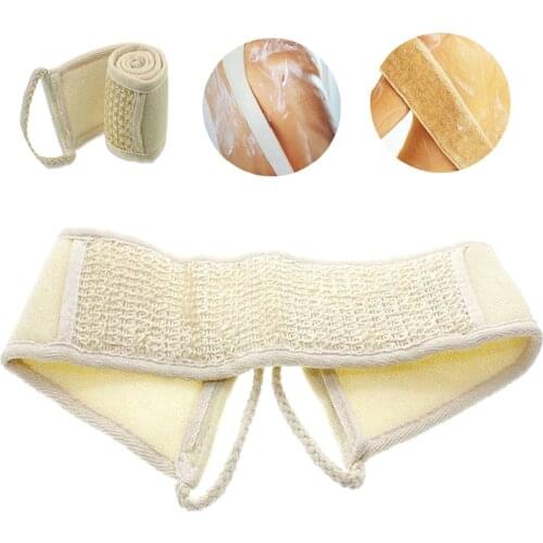 Natural Sponge Bath Brush Cotton And Linen Bath Towel Natural Loofah Strap Brush Exfoliating And Rubbing Back