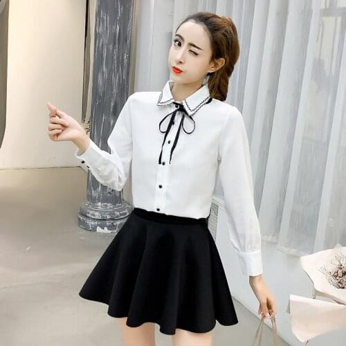 Oversize 4XL Autumn Summer Fashion Tunic Women Blouse Shirts Long Sleeve Tie Bow Chiffon Office Formal Women OL Lady Shirts