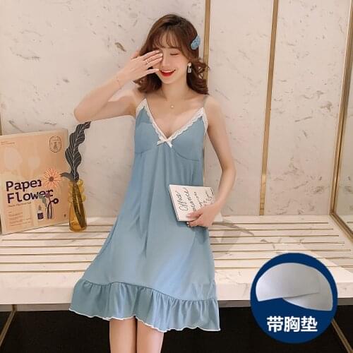 Sexy Sleeveless Spaghetti Strap Lingerie Cotton Nightgowns for Women Summer Fashion Lace Sleepwear Night Dress Nightdress Nighty