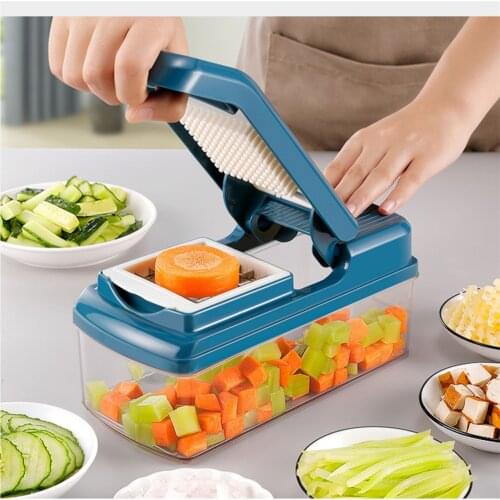 Vegetable Cutter 16 In 1 Dicing Blades Slicer Shredder Fruit Peeler Potato Cheese Drain Grater Chopper Kitchen Accessories Tool