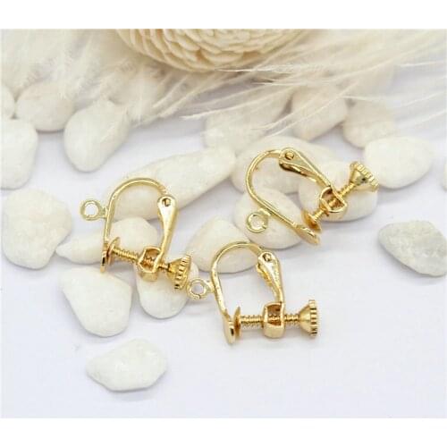 10PCS 14K Real Gold Plated Brass Screws Earrings Clips No Pierced Hooks Jewelry Making Supplies Diy Findings Accessories