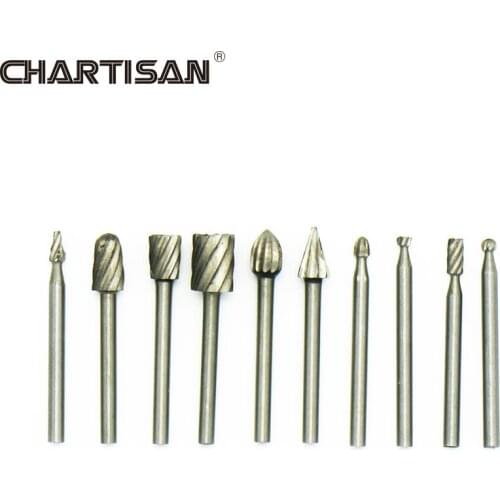 CHARTISAN 1/8" Woodwork Burrs HSS End Mill Cutter Abrasive Rotary Files for Dremel Grinder