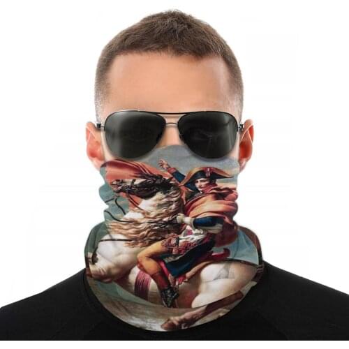 Napoleon Crossing The Alps Louis David Magic Scarf Half Face Mask Halloween mask Tubular Bandana Versatility Headwear Cycling
