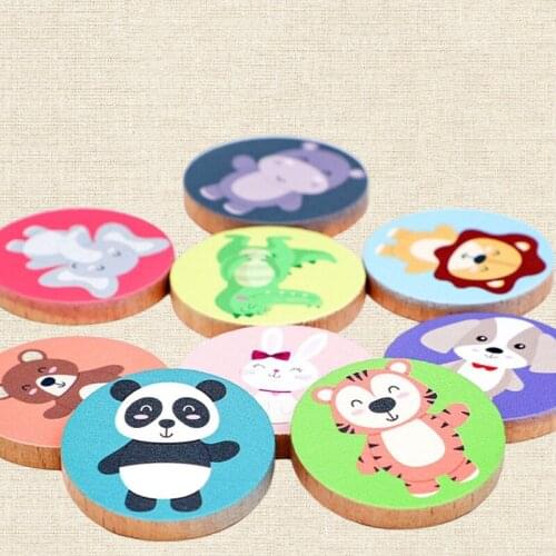 ChildrenS Wooden Toys Schulte Animal Logic Game Training Concentration Improvement Memory Educational Toy Set