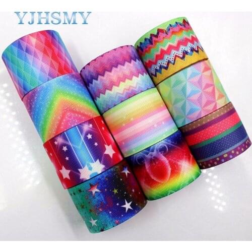 YJHSMY C-171108-430,38 mm 5 Yards geometry Thermal transfer Printed grosgrain Ribbons,clothing Accessories DIY wrap Material