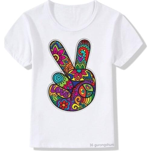 Funny girls t shirt cute finger color painting print pattern t-shirt boys summer fashion kids tshirt white short sleeve tops