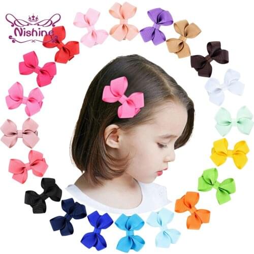 Nishine Baby Girl Grosgrain Ribbon Handmade Bowknot Hairpins Infant ToddlerBow Hair Clip Hair Accessories Children Gifts
