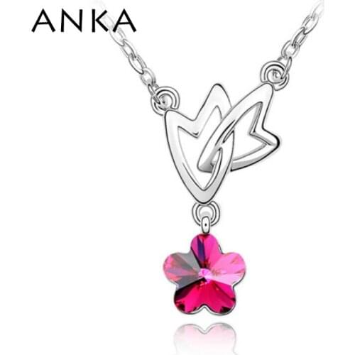 ANKA leaves and plum flower crystal necklace pendant high quality colorful gift for women Crystals from Austria #81160