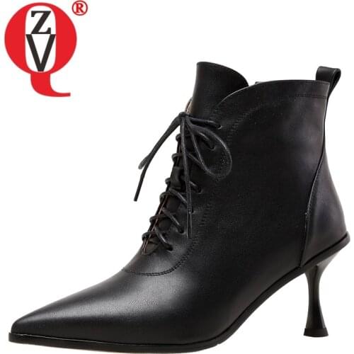 ZVQ Women winter New Style Fashion frenulum Leisure working short boots Pointed Toe Solid color zipper Concise Comfortable