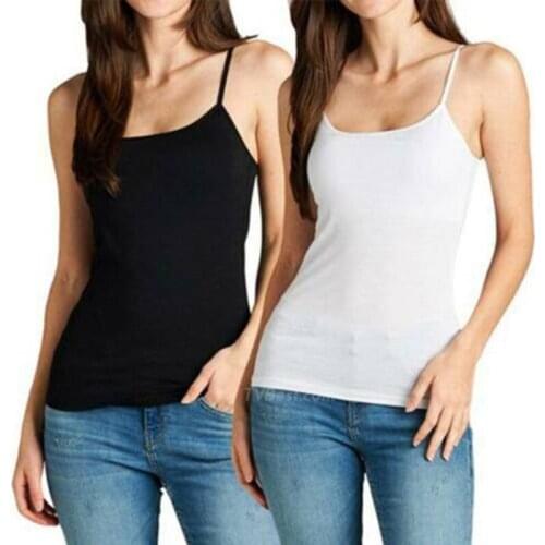 Women Vest Tank Top with Built-in Bra Spaghetti Strap Padded Camisole Tanks -OPK