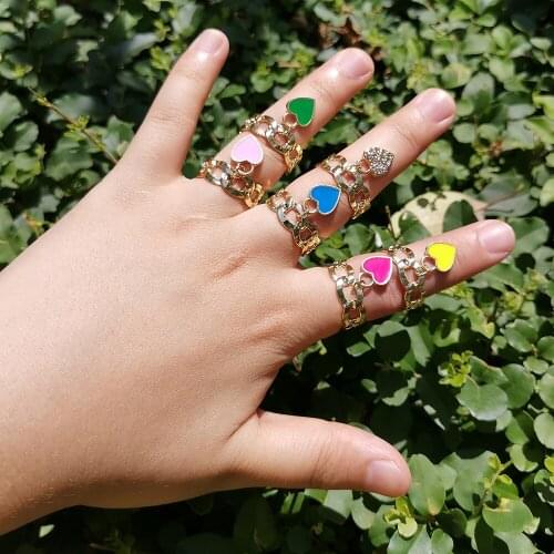 VG 6YM New Multiple Colour Smiley Butterfly Heart Ring Fashion Trend Womens Birthday Present Jewelry Dropshipping Gifts