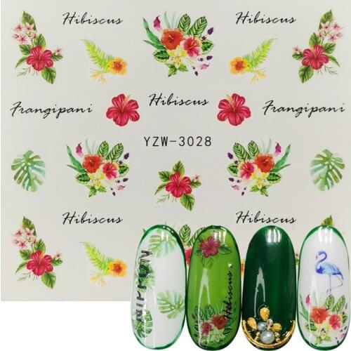 1 Sheet Water Nail Art Sticker Bouquet Leaf Tree Green Simple Summer DIY Slider for Manicure Nail Art Watermark Manicure Decor