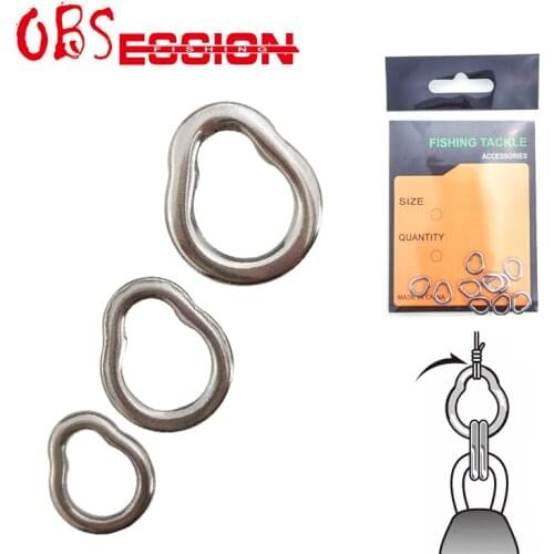 10pcs/bag Pear Fishing Ring Solid Seamless Steel Jigging Fishing Swivel Accessories Connector Stainless Steel Fishhooks Lure Jig