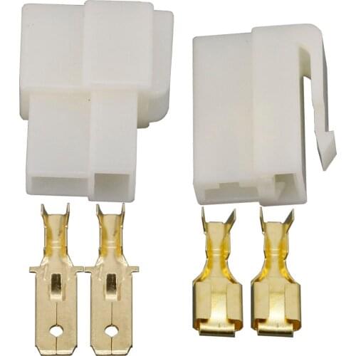 100 sets of 6.3 series new 2 pin / way DJJ7021F-6.3 wire connector plug male and female car lighting adapter connector