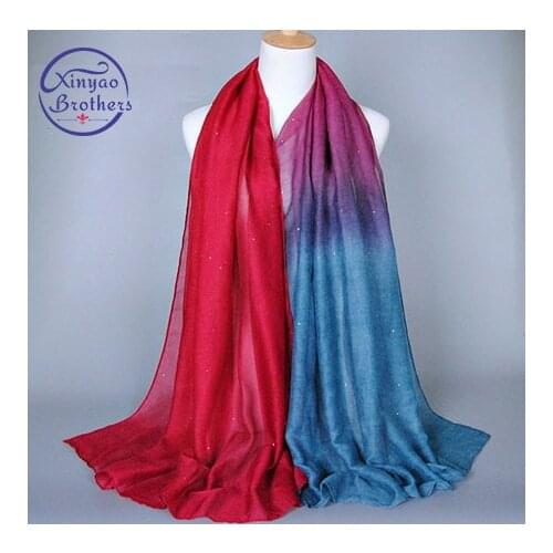 2018 ladies Muslim Print Scarf Voile Hijabs Bandana Islamic Gradient Ramp Headband Hijab