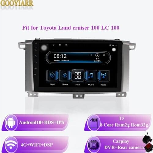 2din IPS Screen car stereo radio 8core android10 car Multimedia Player for Toyota Land Cruiser LC 100 MC with carplay dsp 4G