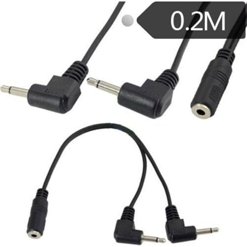 90 Degree Angled Y Splitter Cable 0.2M 1/4" 3.5mm Female to Mono Dual 3.5mm Male