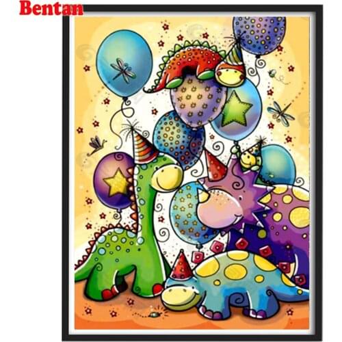 DIY Diamond Painting Cartoon Dinosaur Balloon Cross-stitch Full Square Drill Round Drill Home Decorative 5DEmbroidery Handicraf