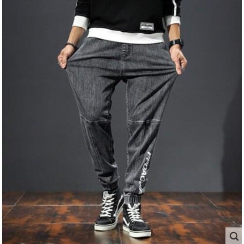 Large Harlan pants mens cowboy Leggings overalls trendy loose straight tube fat people add fat and increase black autumn elasti