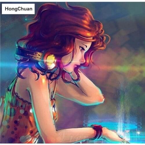 Fast delivery DJing girl square/round diamond embroidery mosaic DIY 5D diamond painting home decoration mural cross stitch gifts