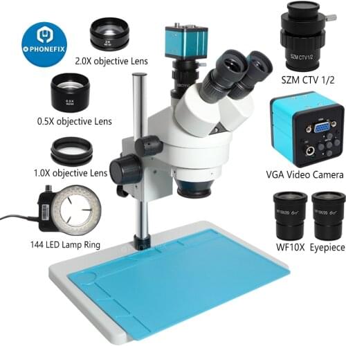 38MP 2K USB HDMI Digital Video Camera 3.5X-90X Simul-Focal Trinocular Stereo Microscope For PCB Solder Phone Watch Repair Tool