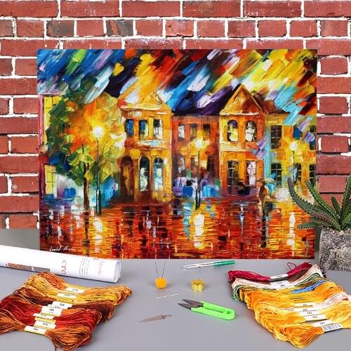 Rain Emotions Pre-Printed 11CT Cross-Stitch DIY Embroidery Full Kit DMC Threads Sewing Hobby Craft Handiwork Magic Mulina