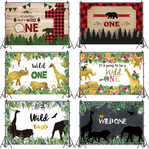 Yeele Baby Birthday Backdrop Party Decor Photocall Jungle Wild One Animals Personalized Photo Background For Photo Studio Props