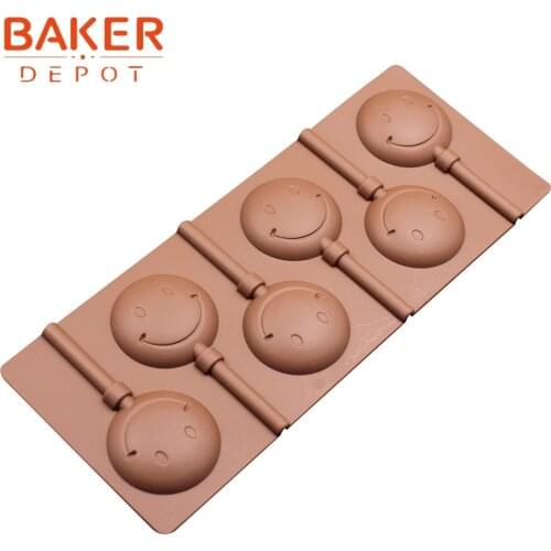 Smiley face lollipop mold silicone candy chocolate mold pastry bakeware baking tool cake decorate mould with stick DIY christmas