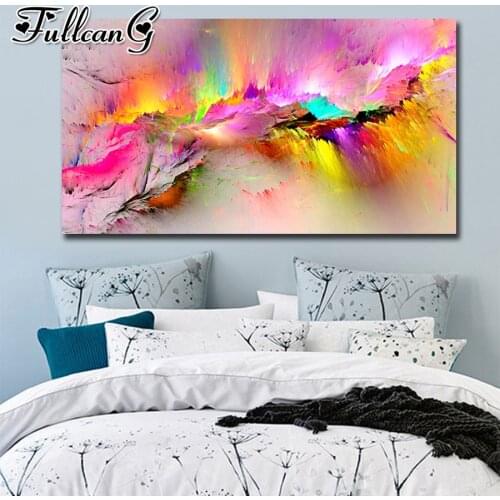 FULLCANG Abstract colorful clouds landscape large diamond painting 5d diy full square round drill mosaic embroidery sale FC3220