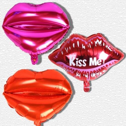 Hot 1PCS 32*42cm Sexy Lip Balloon Aluminum Film Sexy Red Lip Kiss Me Balloon Romantic Wedding Valentines Party Decor supplies