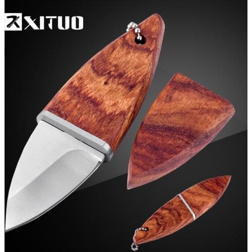 XITUO Chef Pocket Knife Mini Kitchen Paring Straight Knife Olive Wood Handle +knife sheath Cleaver Peeling Vegetable Utility Kni