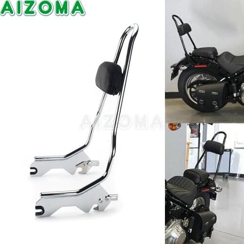 For Harley Softail Slim Standard Street Bob Deluxe Heritage Classic Motorbike Chrome Rear Passenger Pad Backrest Sissy Bar 18-Up