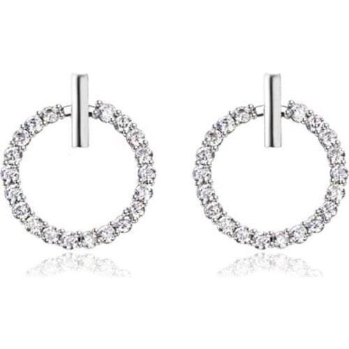 LADYCHIC Classic Small Round Circle Stud Earrings for Women Girls Silver Color Zircon Earring Fashion Jewelry Gift LE1400