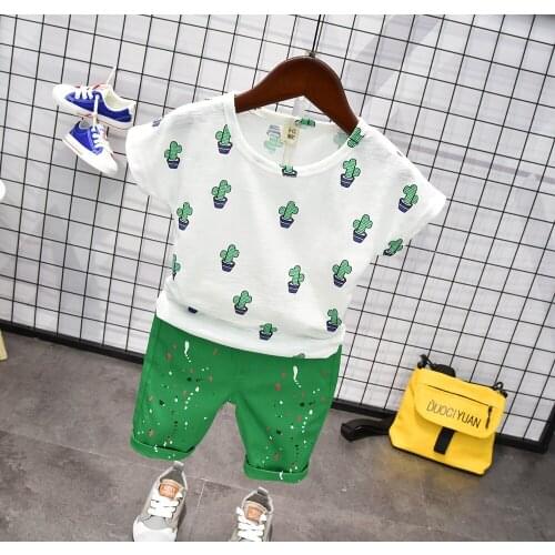 Boys summer clothes cactus tshirt+pants 2pcs kids clothes boys cotton toddler boy clothes stylish outfits conjunto infantil
