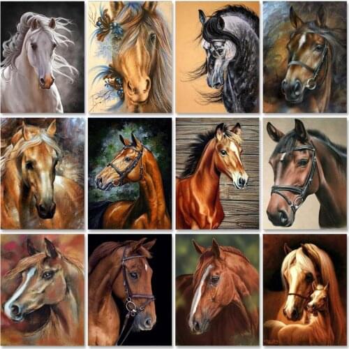 SDOYUNO Oil Painting By Numbers Horse 60x75cm Paint By Numbers On Canvas Watercolor By Numbers Animals Home Decor