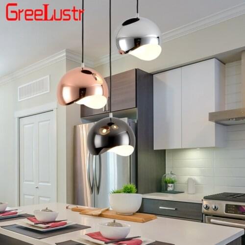 Nordic Plated Metal Led Pendant Lights Creative Iron Hanging Lamp for shop bar Rose gold /black /silver Led Lustres Luminaire