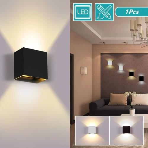 1 Pcs Black White Cube Led Wall Lights Modern Up Down Sconce Lighting Fixture Lamp Indoor Outdoor Simple Home Decoration Lights