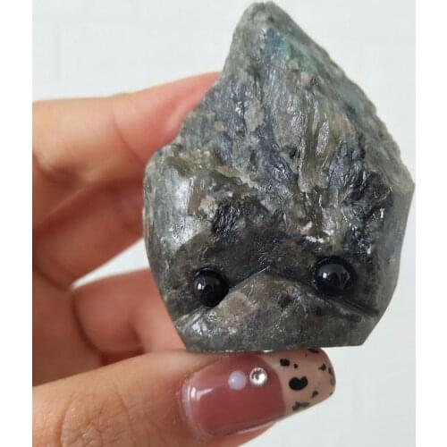 Labradorite stone carve stones hedgehog crystal Mineral specimen handwork creative DIY Gem gift