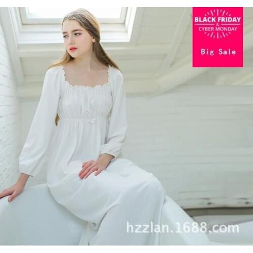 Princess nightgown night dress 2020 Square neck high waist vintage sleepwear nightgown dress