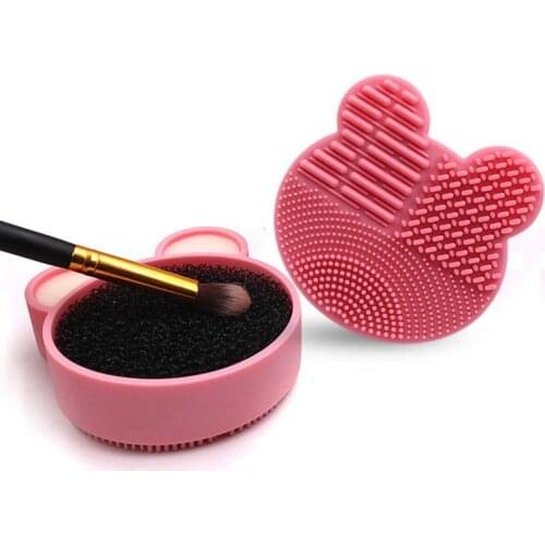 2021 New Bear Makeup Brush Cleaner Washing Brush Pad Cleaning Mat Cosmetic Brush Cleaner Universal Make up Tool Scrubber Box