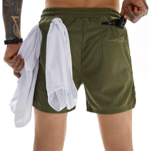 New sports shorts mens fitness workout shorts summer mens above knee shorts quick-drying beach pants shorts