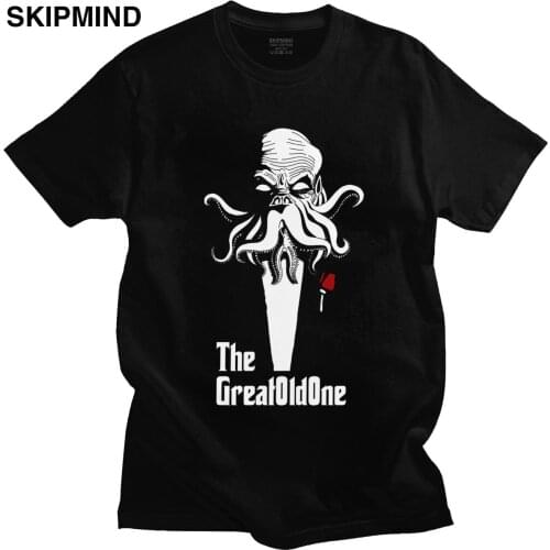 Parody Cthulhu T Shirt Men Round-neck Short Sleeve H.P. Lovecraft Octopus Summer Tshirt Soft Cotton Regular Fit Tee Tops Merch