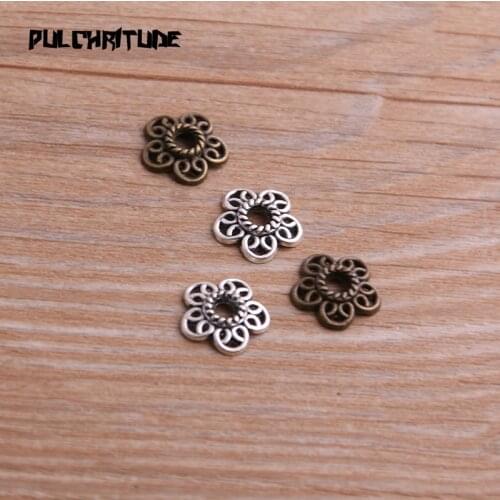 60pcs 3*12*12mm Two Color Bead Caps Charm Hollow Small Flower Pendants Jewelry Accessories DIY Receptacle Charms